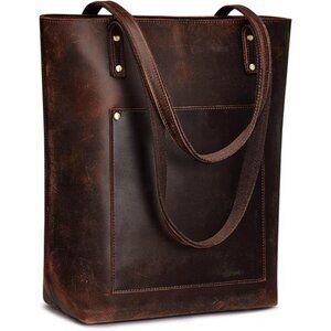 Women Vintage Genuine Leather Tote Bag Large Shoulder Purse Work Handbag
